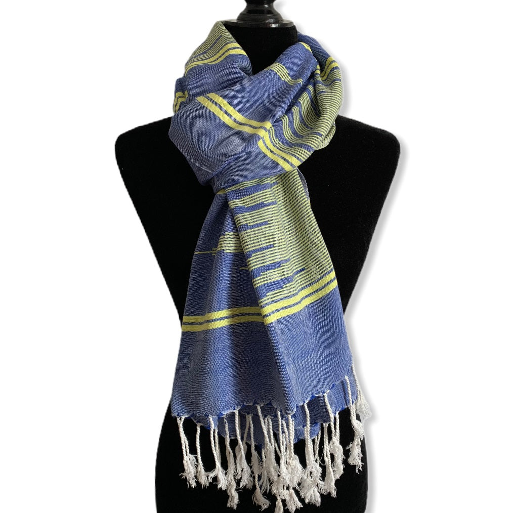 Navy blue deals and yellow scarf