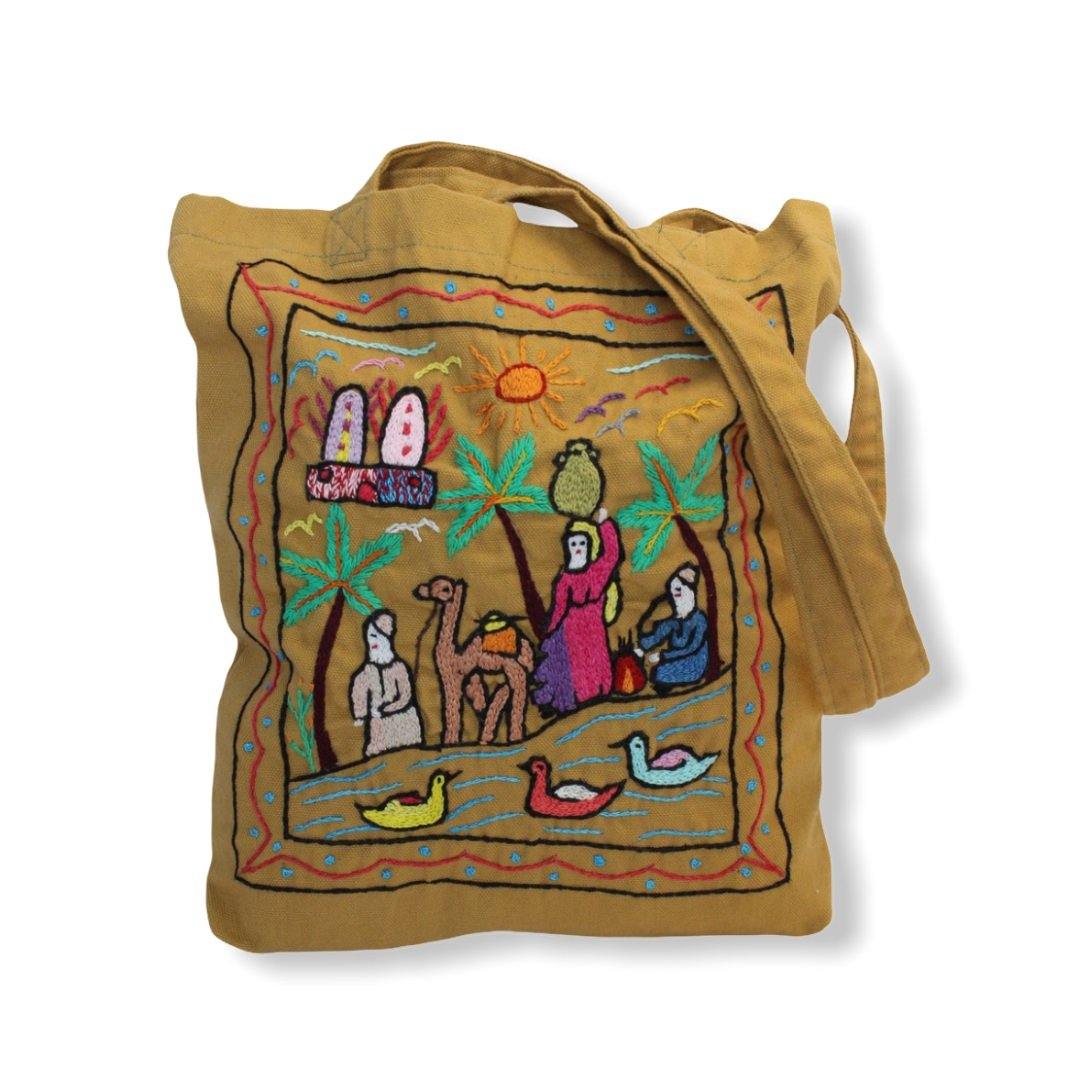 Embroidered canvas tote bag hot sale