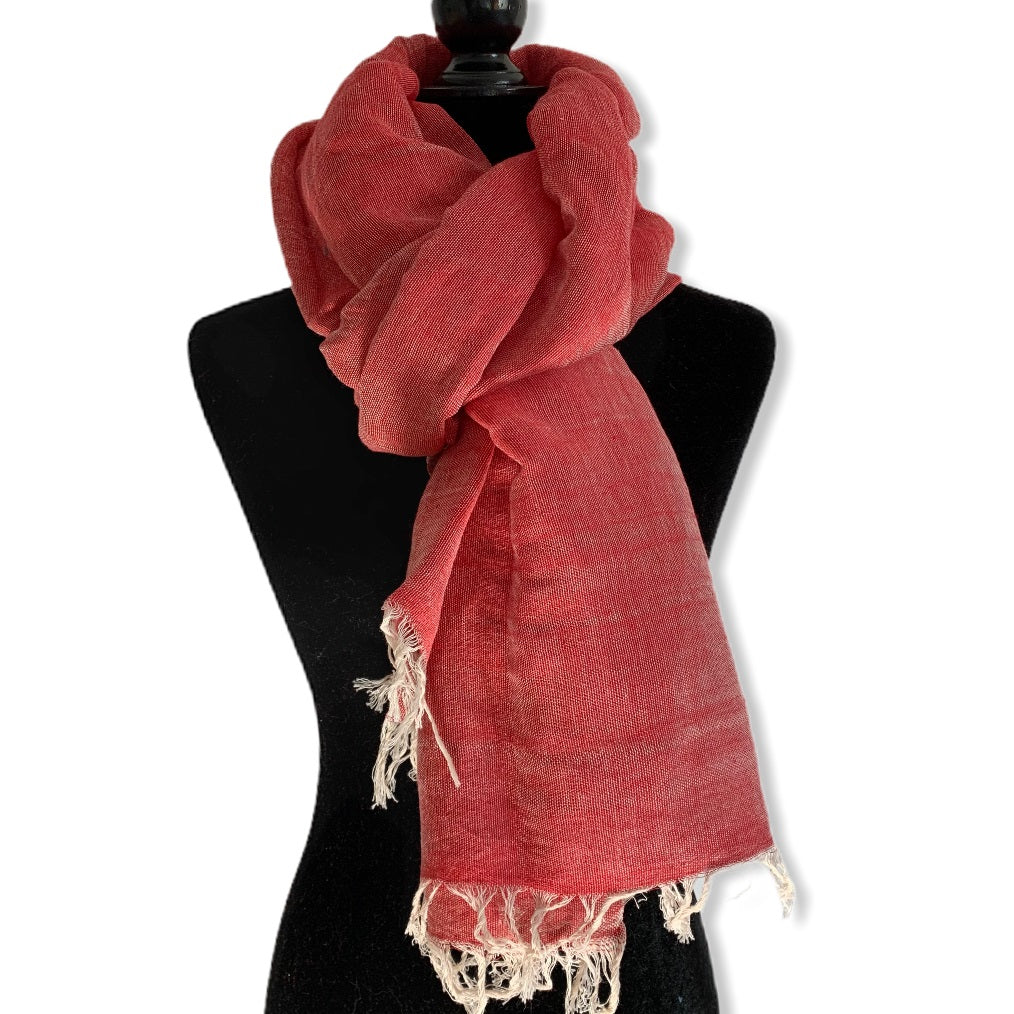 Red store linen scarf