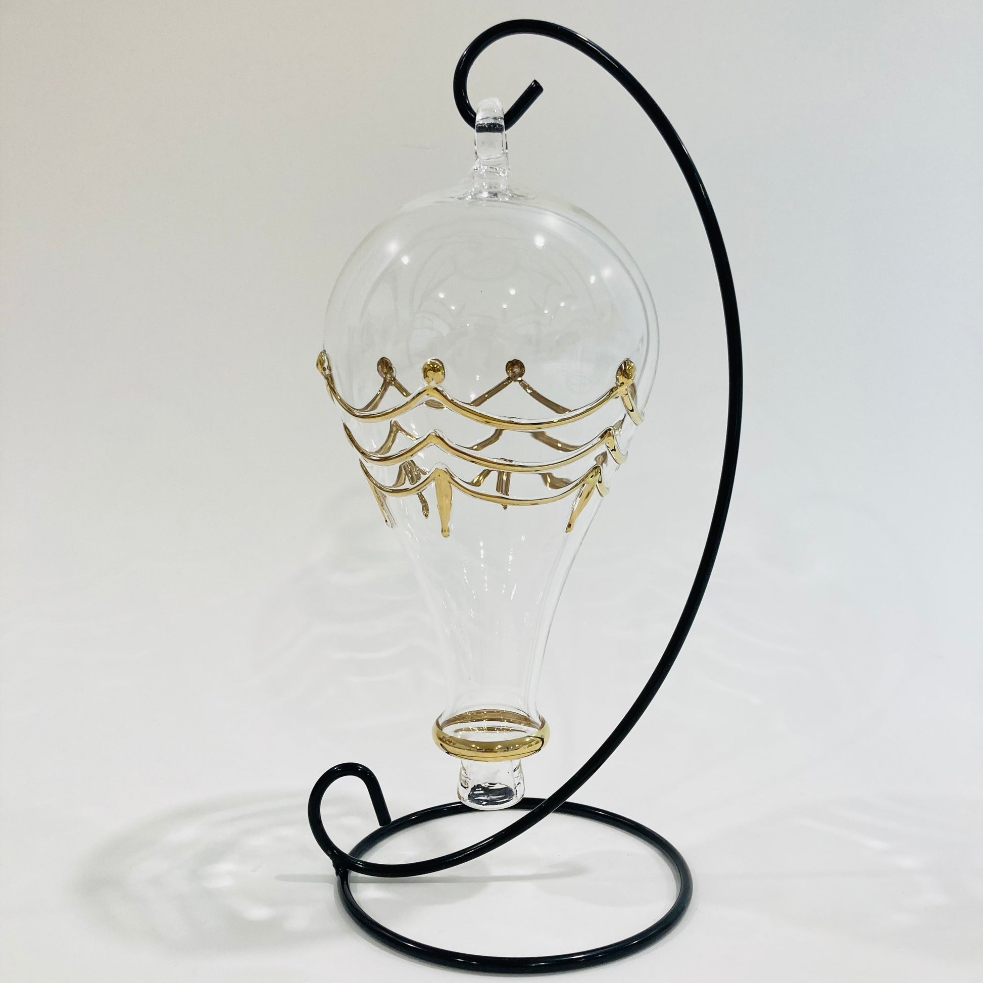 Blown Glass Ornament - Hot Air Balloon with Gold Drapes