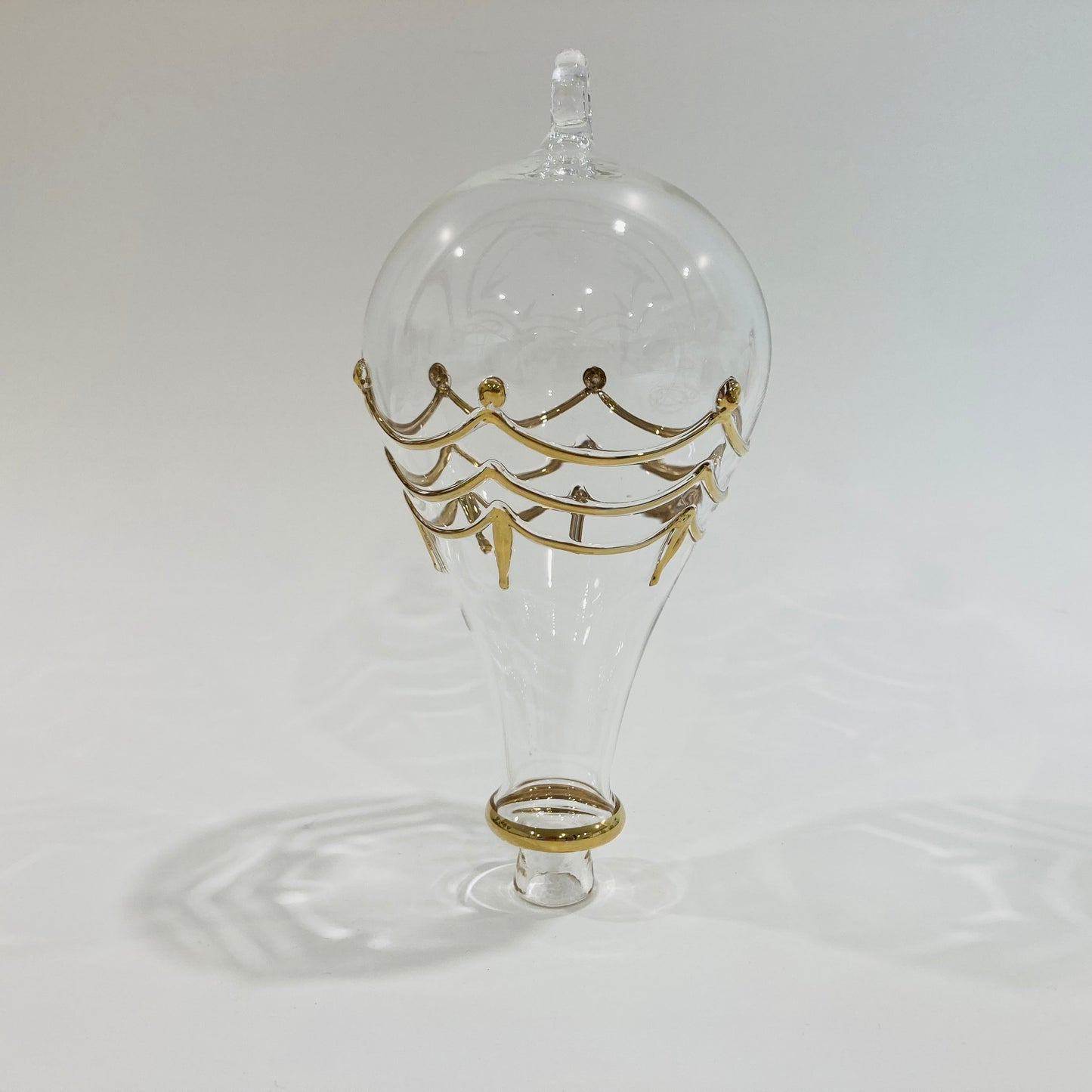 Blown Glass Ornament - Hot Air Balloon with Gold Drapes