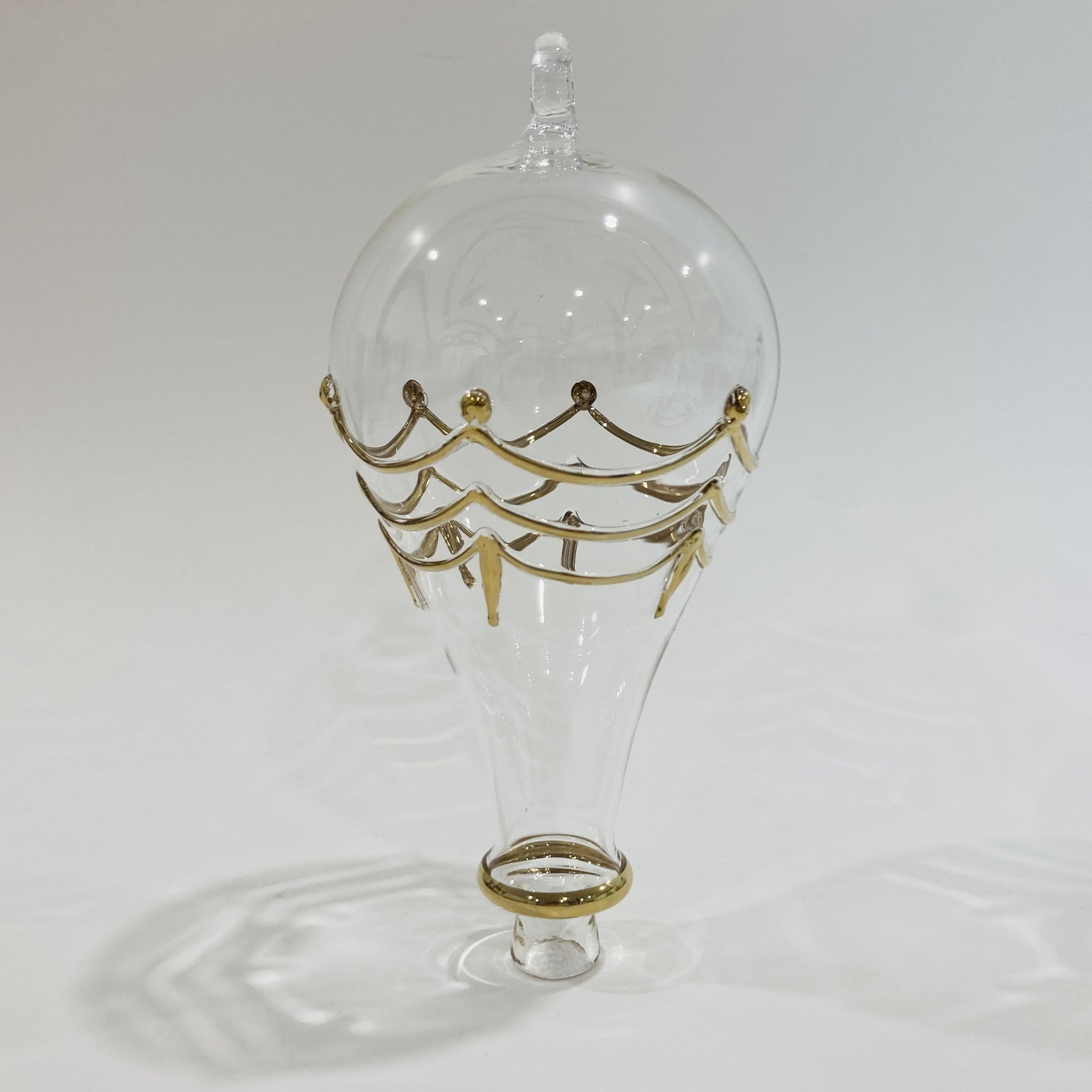 Blown Glass Ornament - Hot Air Balloon with Gold Drapes