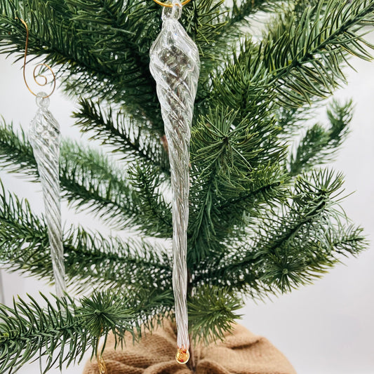 Blown Glass Icicle Ornament - Set of 2