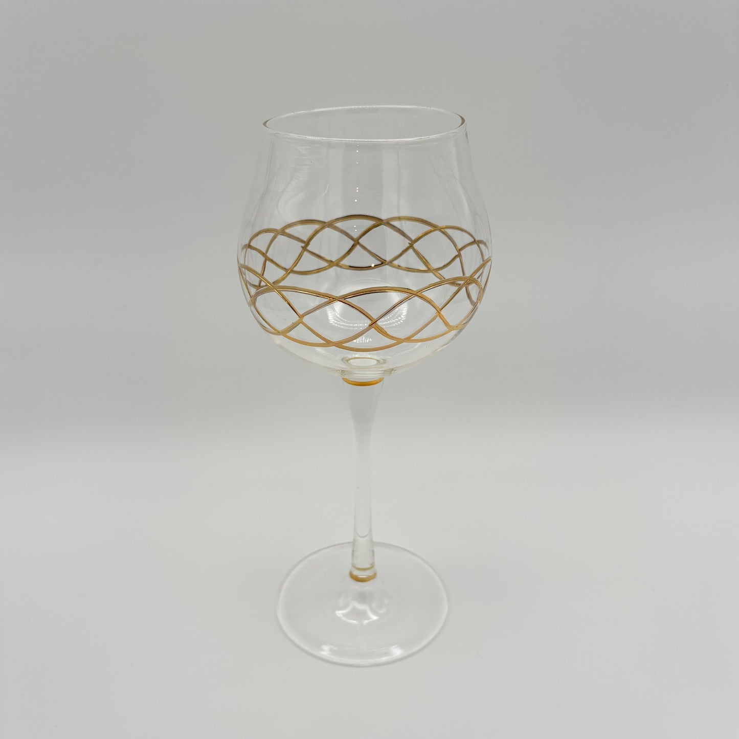 Blown Glass Long Stem Wine Glass - Gold Infinity