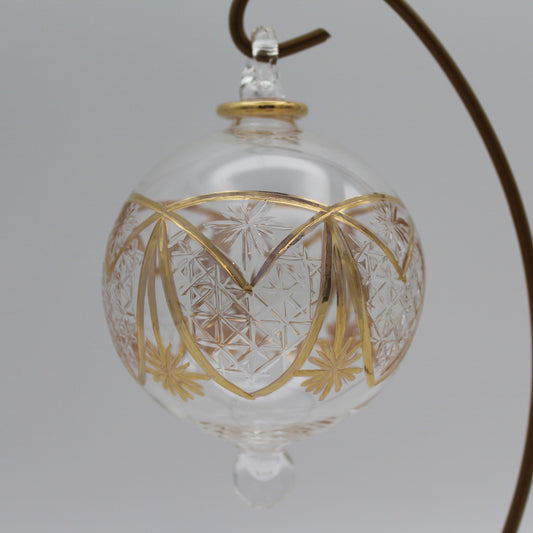 Blown Glass Ornament - Polaris White with Gold