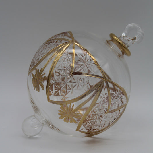 Blown Glass Ornament - Polaris White with Gold