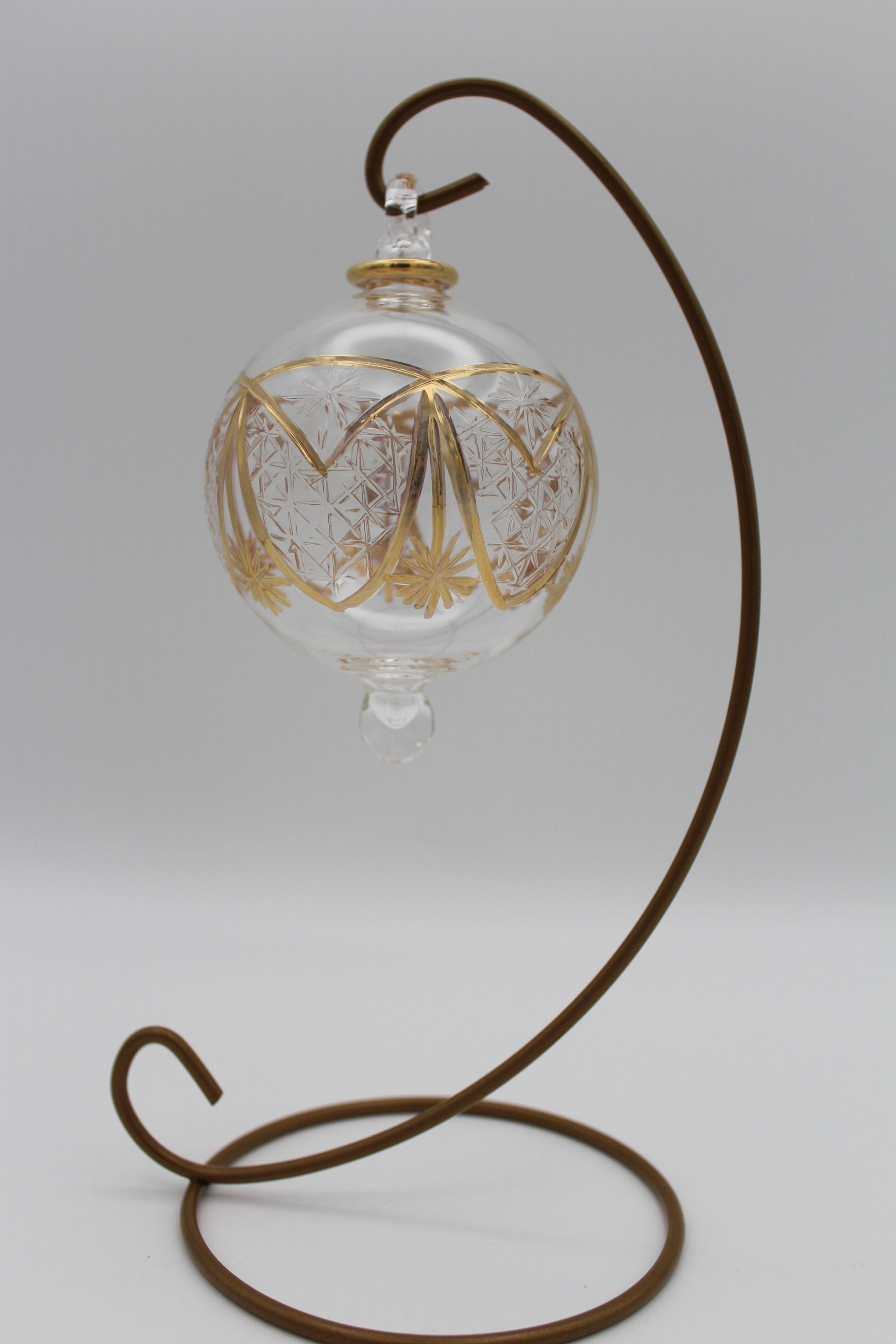 Blown Glass Ornament - Polaris White with Gold