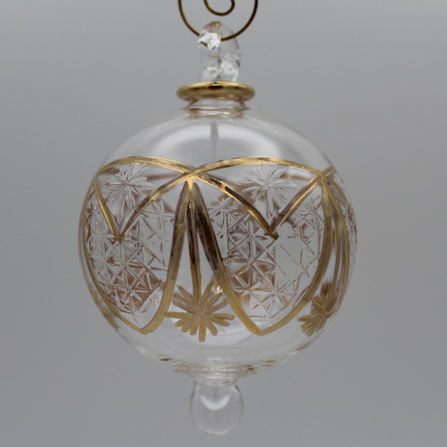 Blown Glass Ornament - Polaris White with Gold