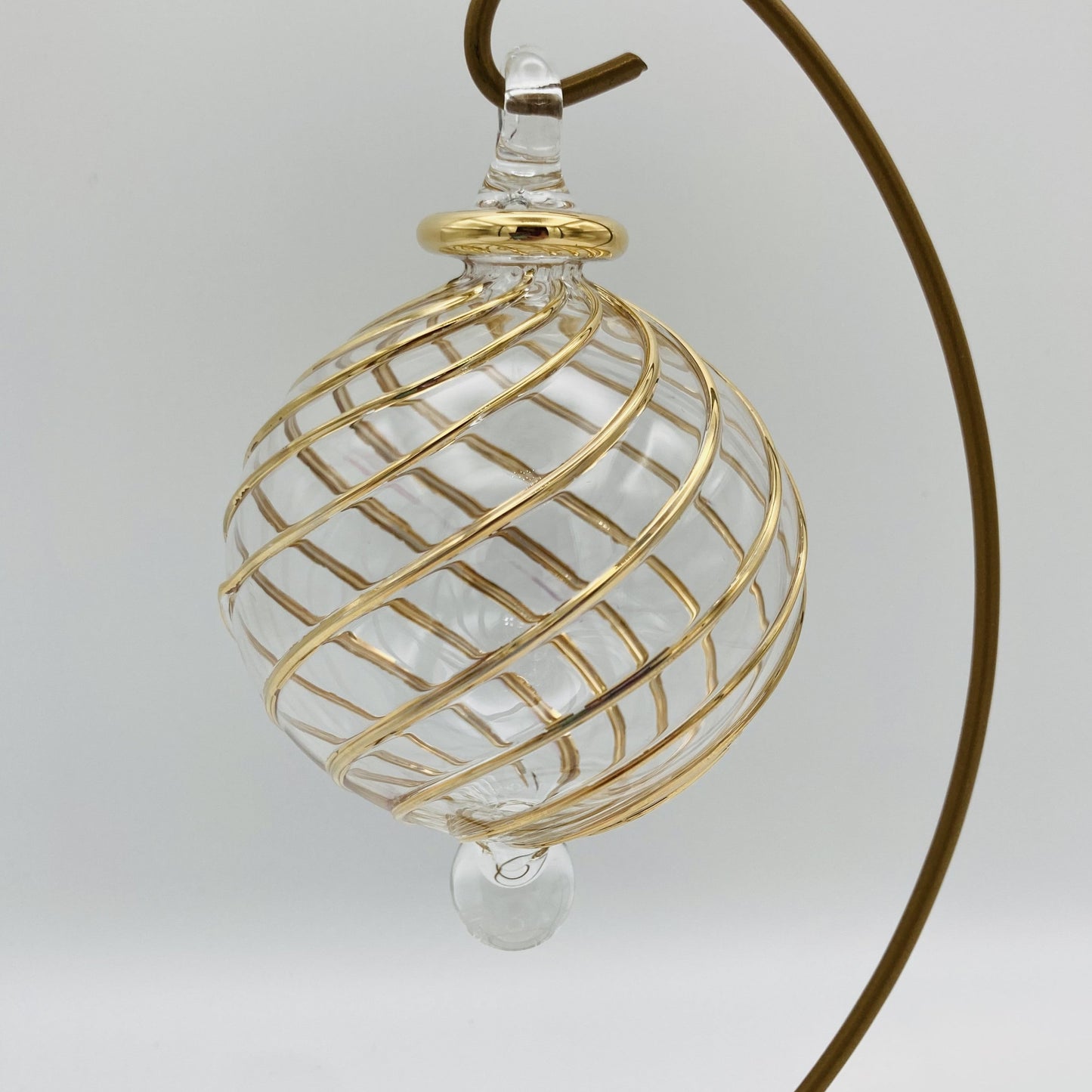 Blown Glass Ornament - Swirl Gold