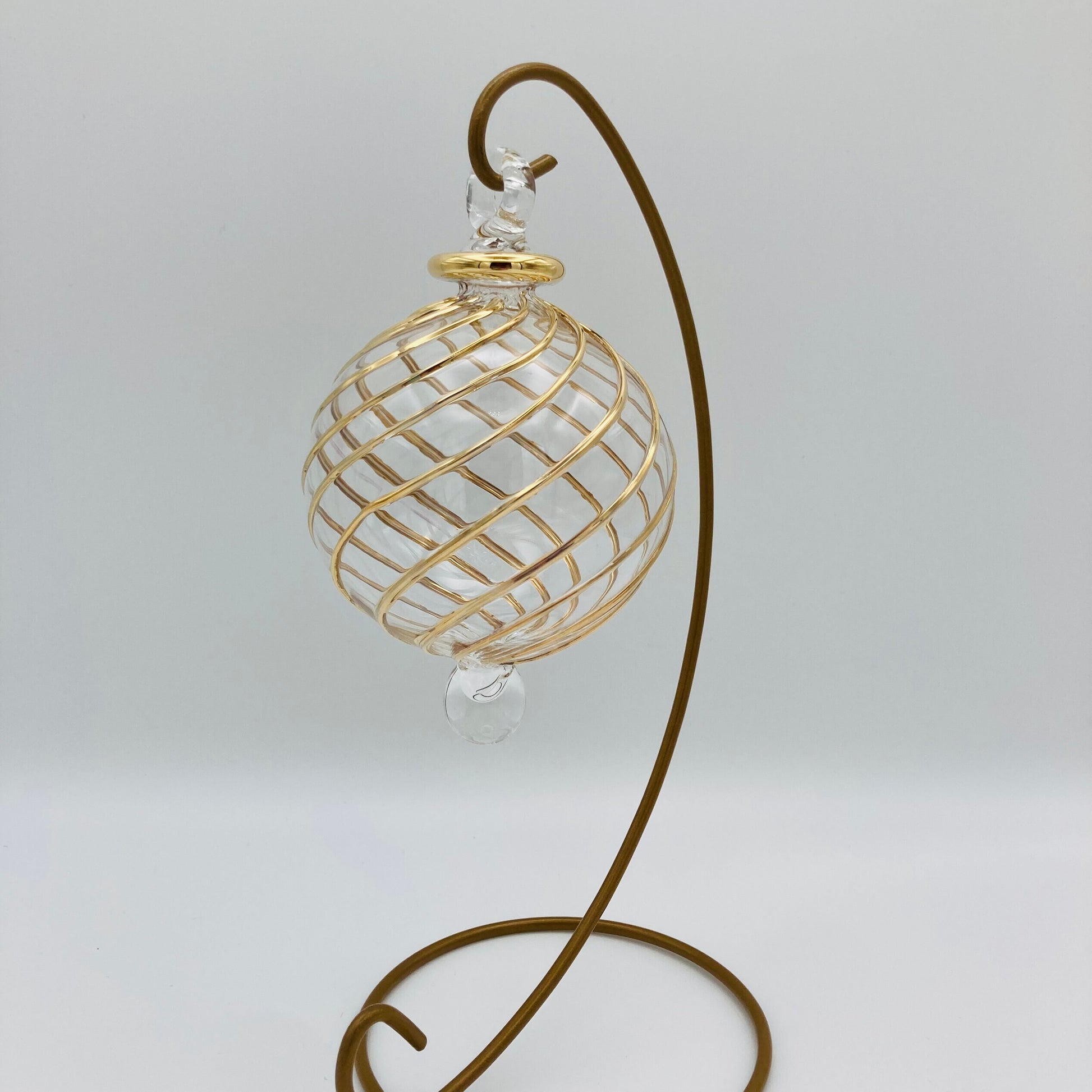 Blown Glass Ornament - Swirl Gold