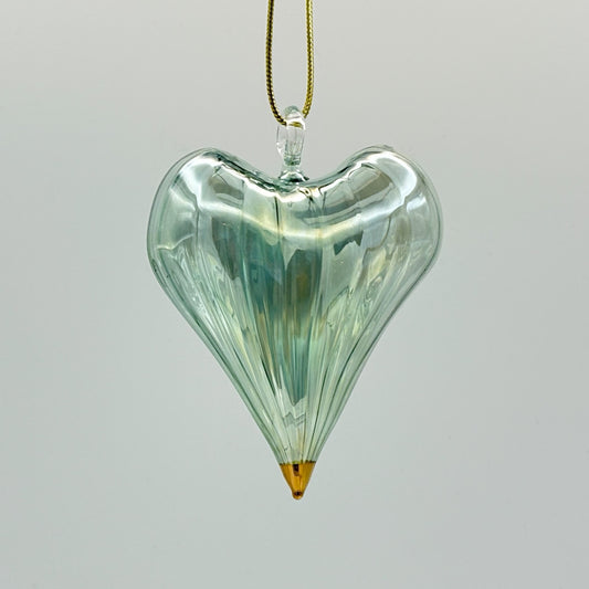 Blown Glass Ornament - Heart: Green