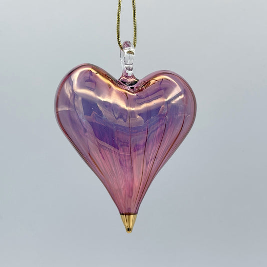 Blown Glass Ornament - Heart: Lavender