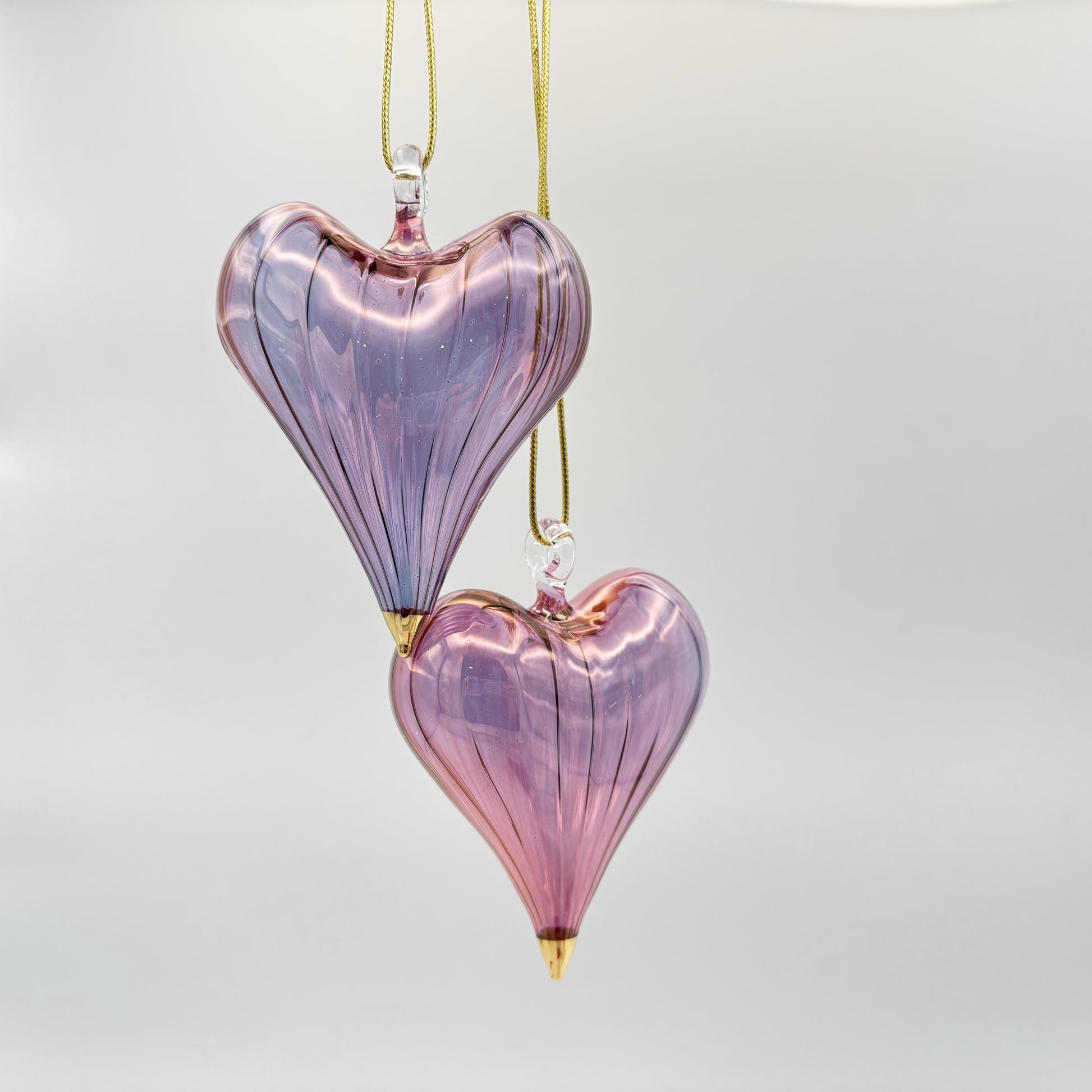 Blown Glass Ornament - Heart: Lavender