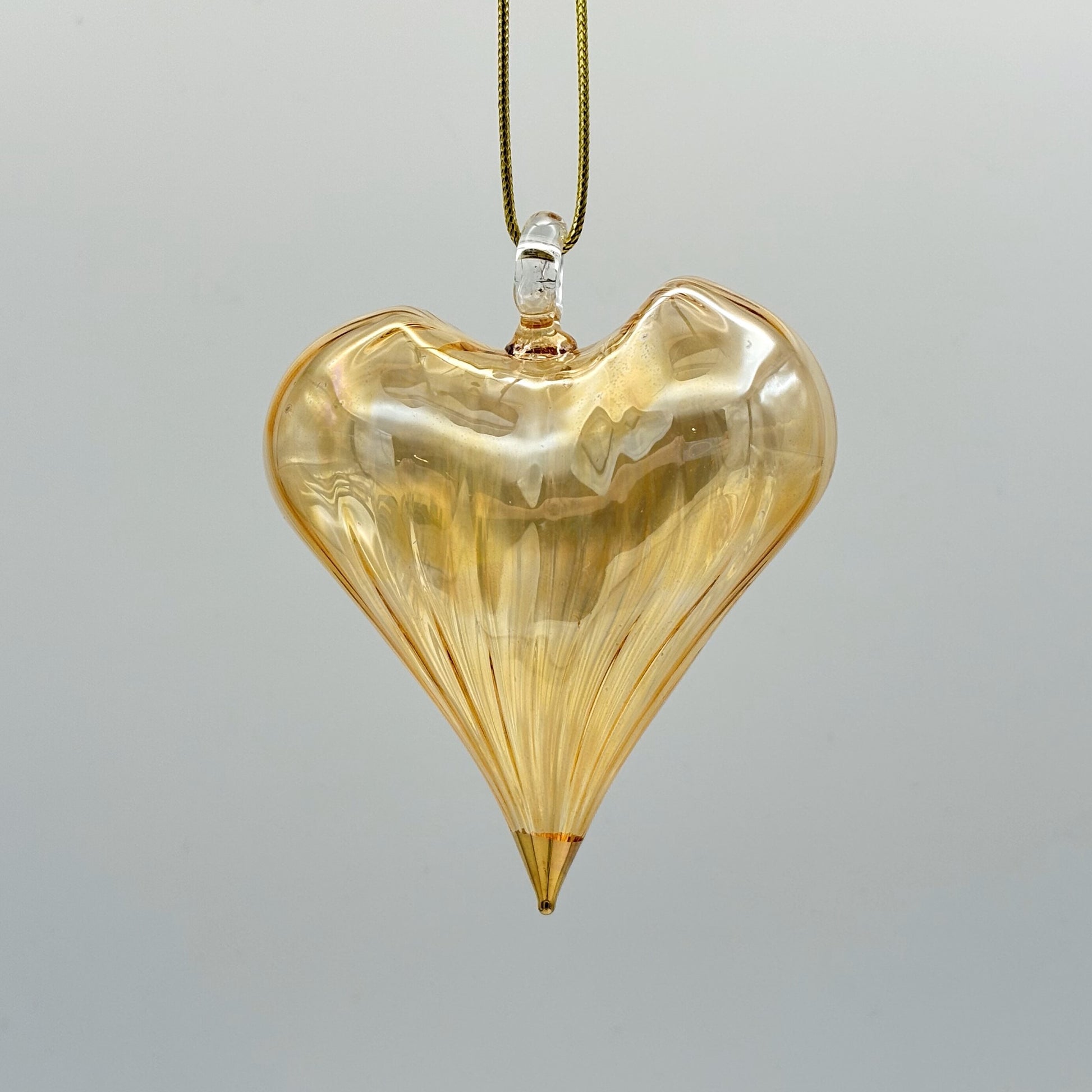 Blown Glass Ornament - Heart: Yellow