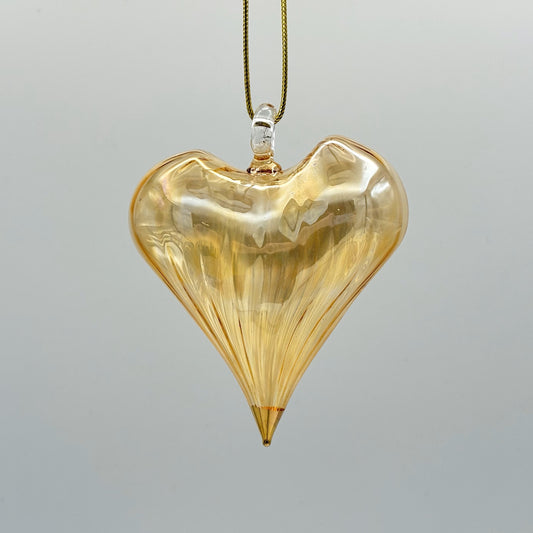 Blown Glass Ornament - Heart: Yellow