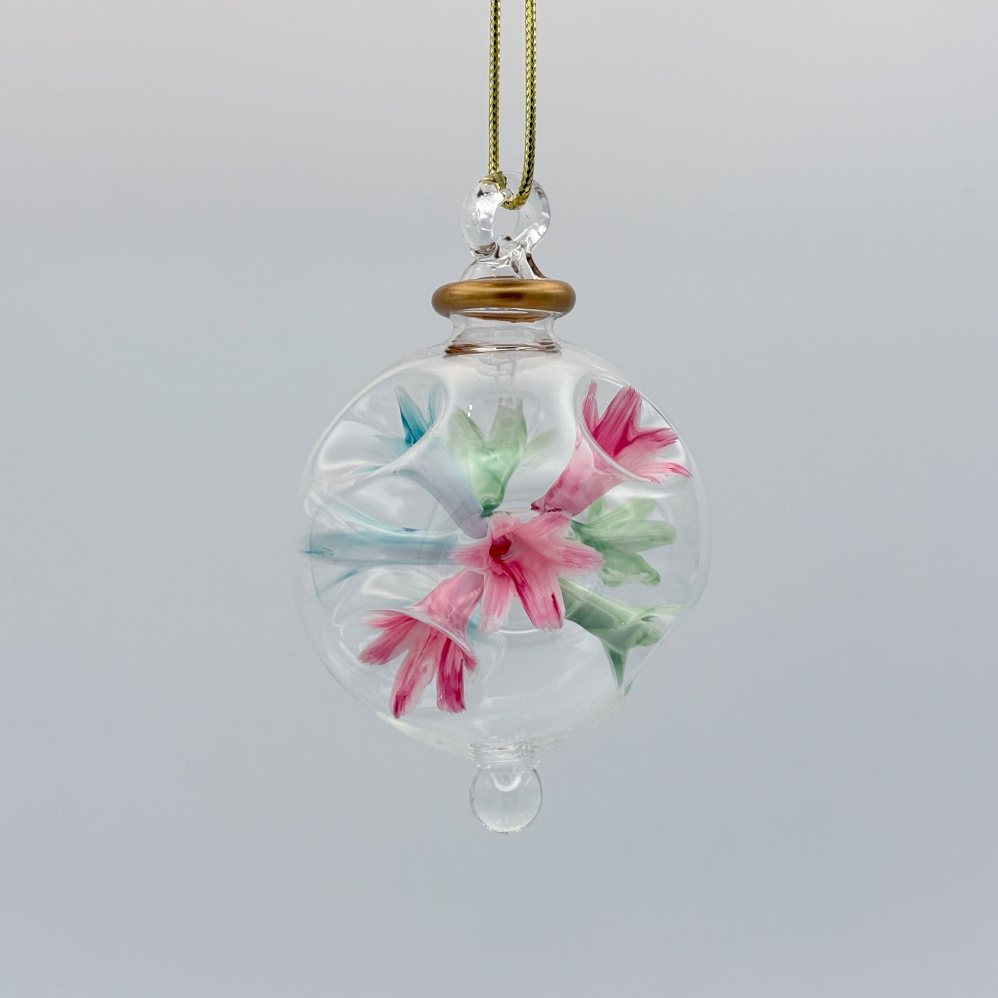 Blown Glass Small Ornament - Blossoms Pastels