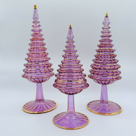 Blown Glass Tabletop Christmas Tree - Spruce Pink