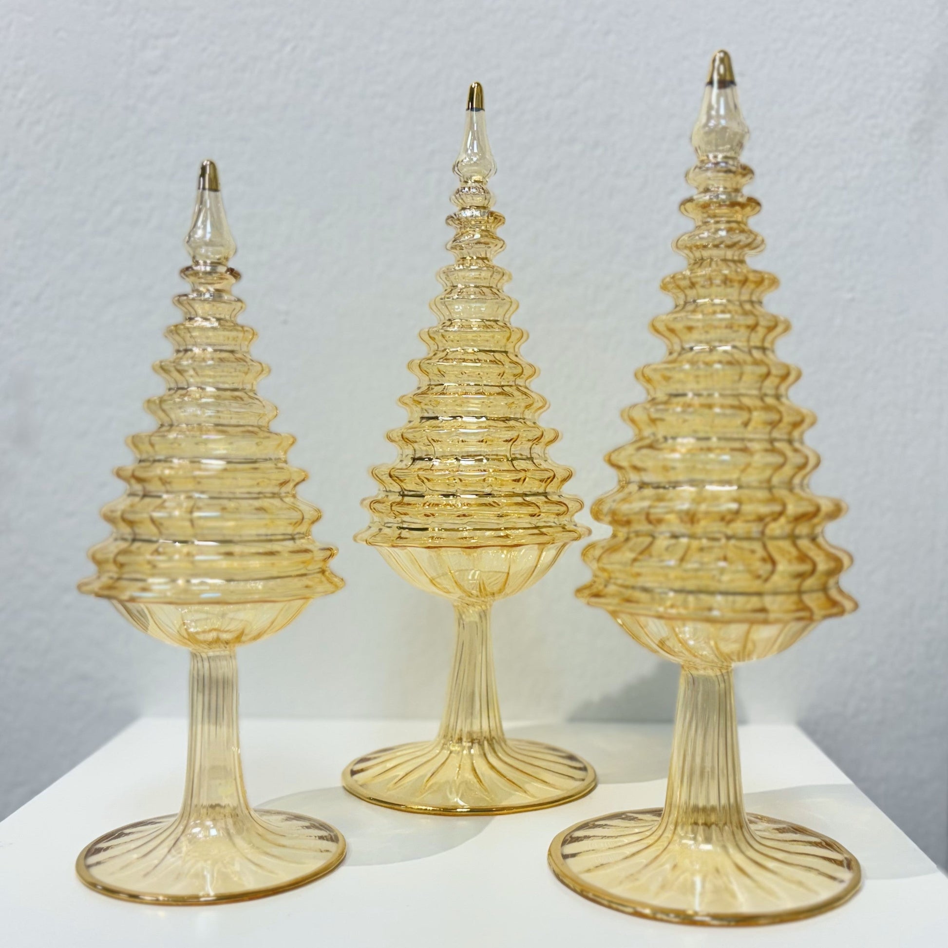 Blown Glass Tabletop Christmas Tree - Spruce Yellow