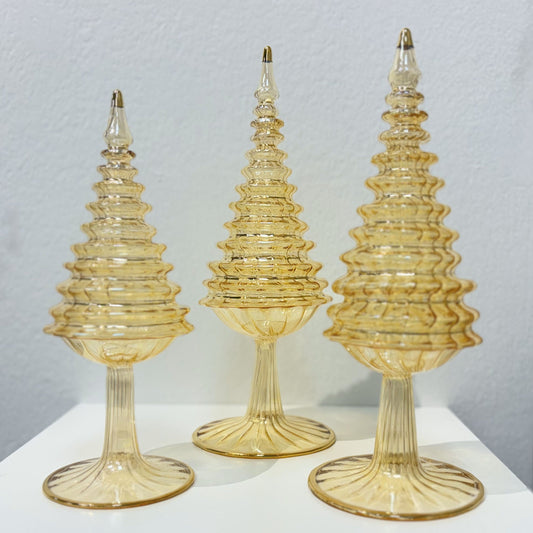 Blown Glass Tabletop Christmas Tree - Spruce Yellow