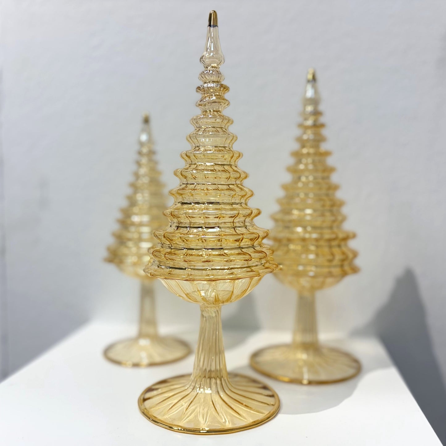 Blown Glass Tabletop Christmas Tree - Spruce Yellow