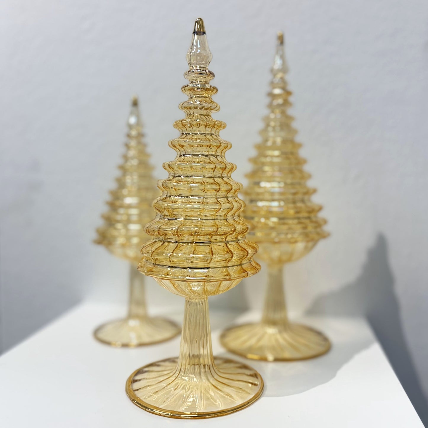 Blown Glass Tabletop Christmas Tree - Spruce Yellow