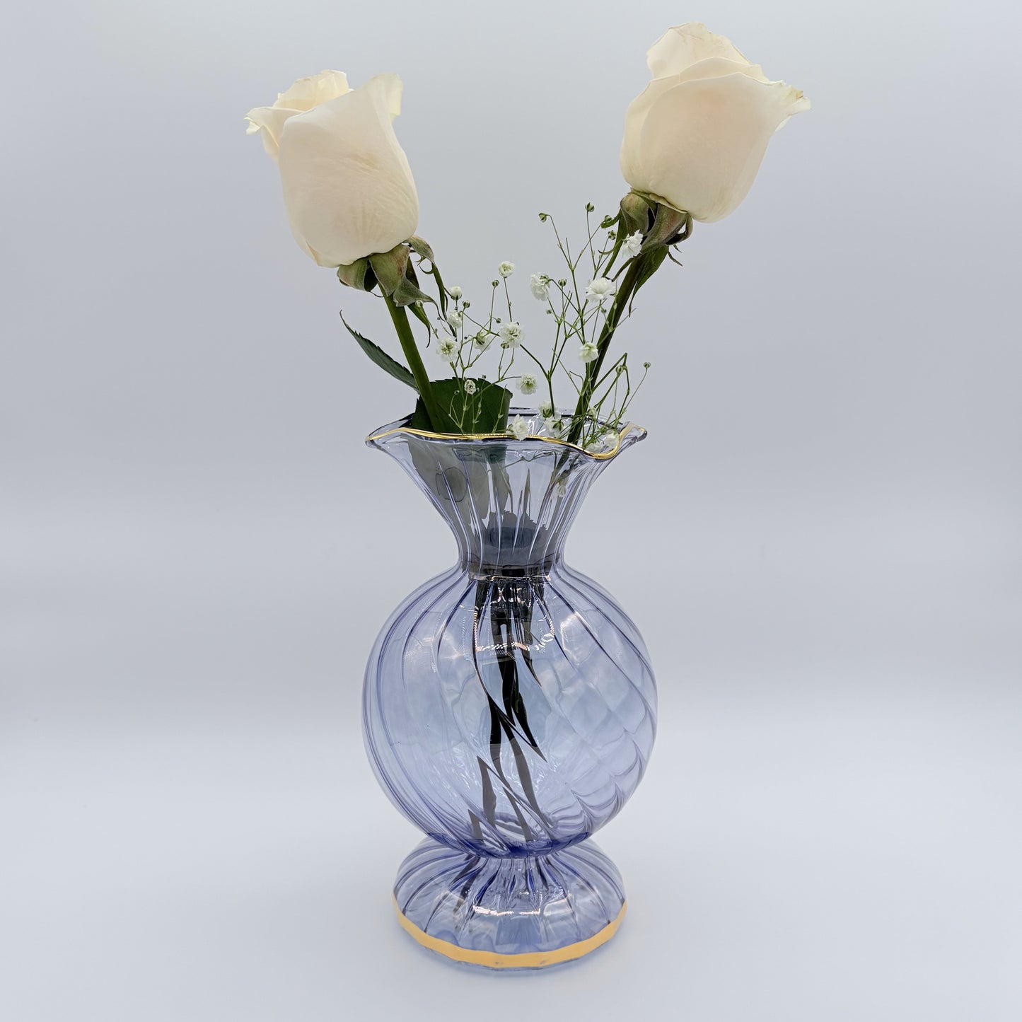 Blown Glass Vase - Blooming Light Blue