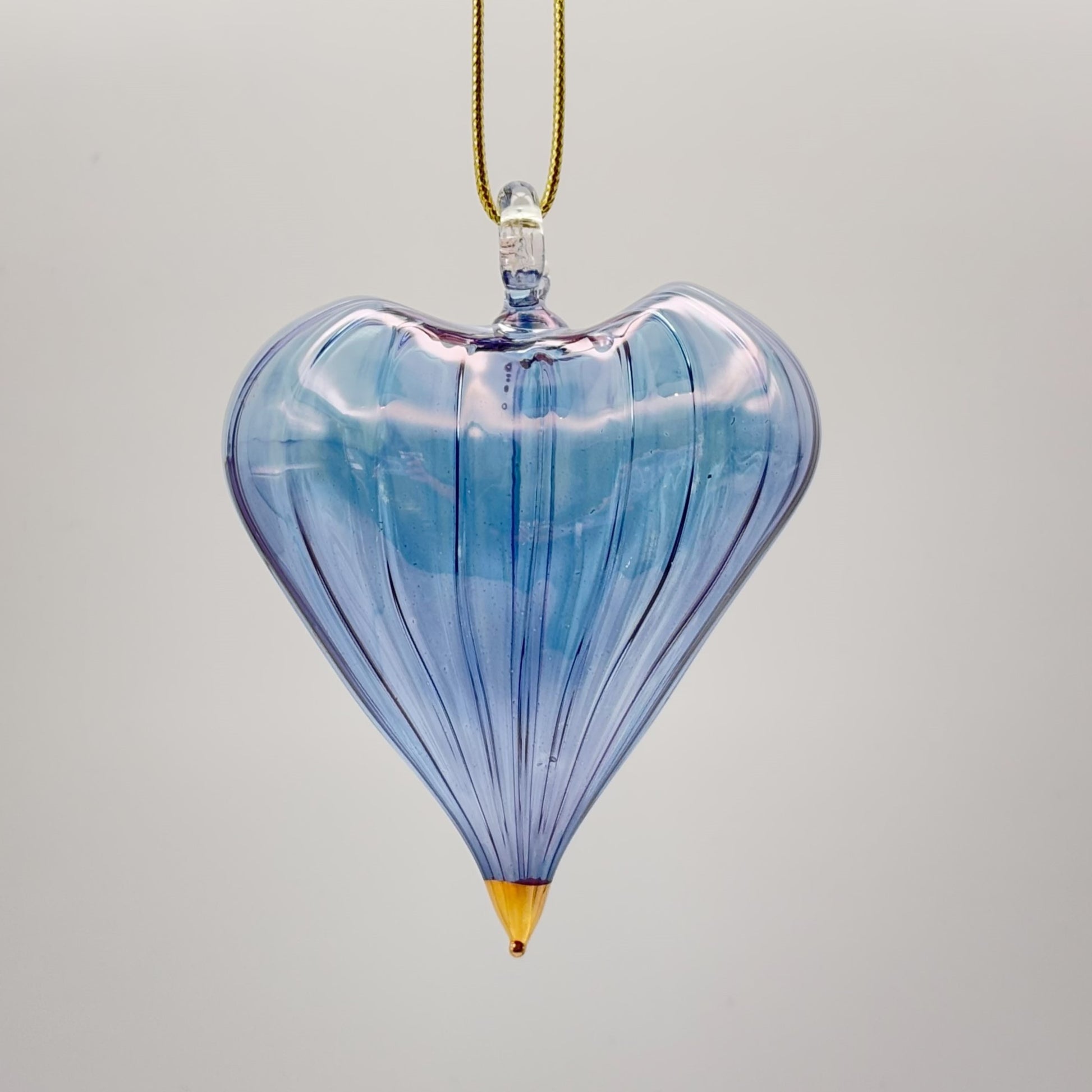 Blown Glass Ornament - Heart: Light Blue