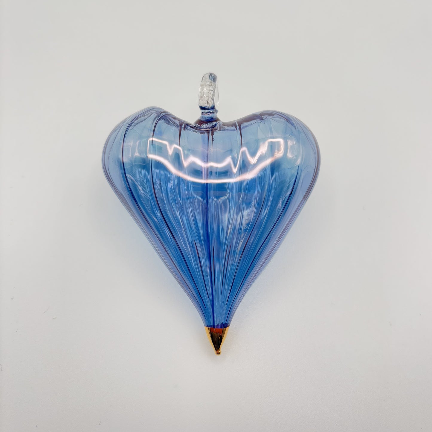 Blown Glass Ornament - Heart: Light Blue