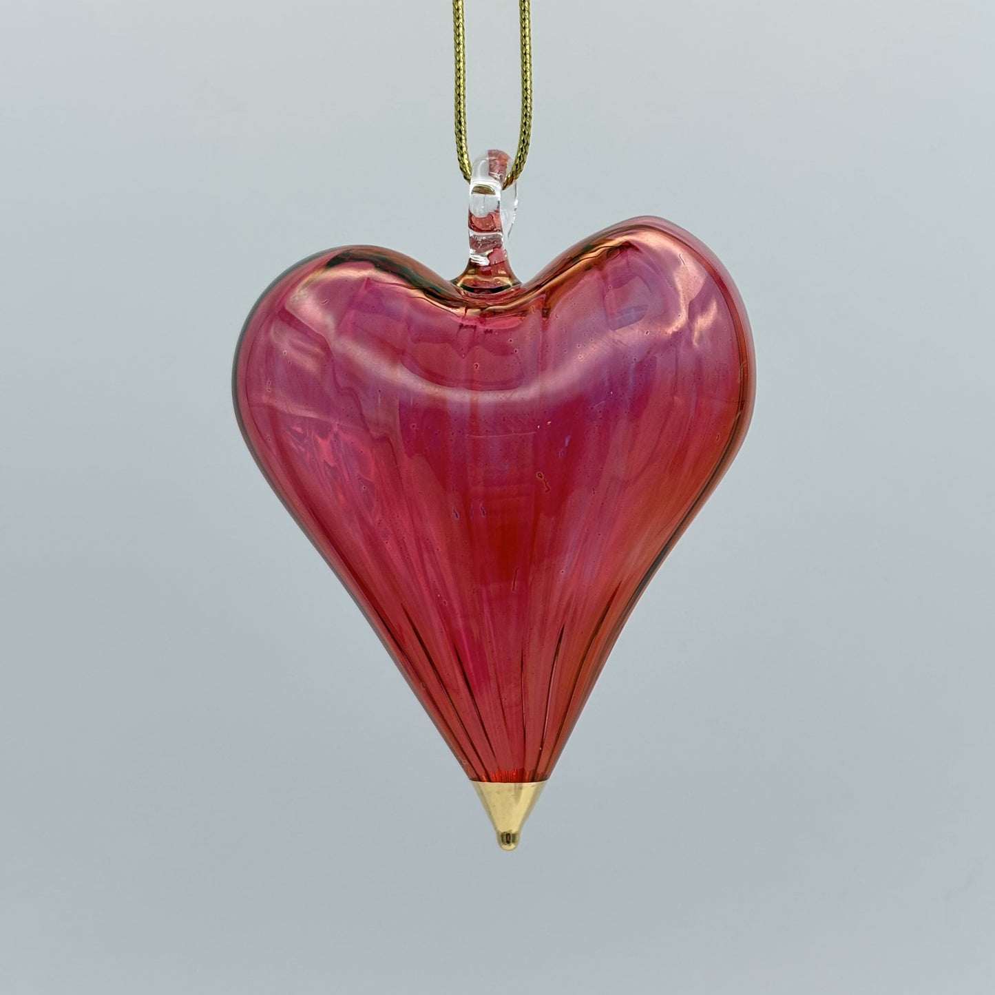 Blown Glass Ornament - Heart: Red