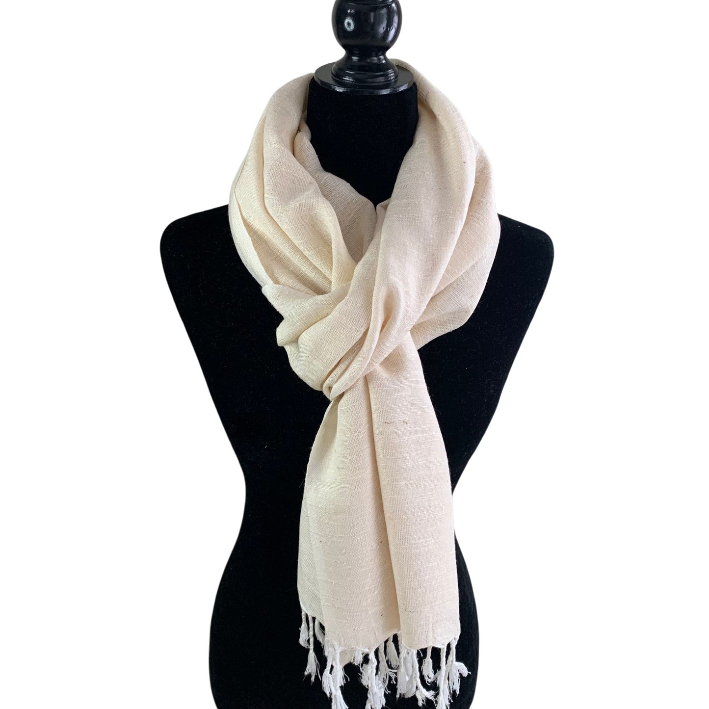 Handwoven Bamboo Viscose Bouclé Scarf - Off-white