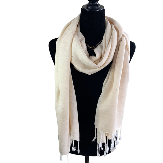 Handwoven Bamboo Viscose Bouclé Scarf - Off-white