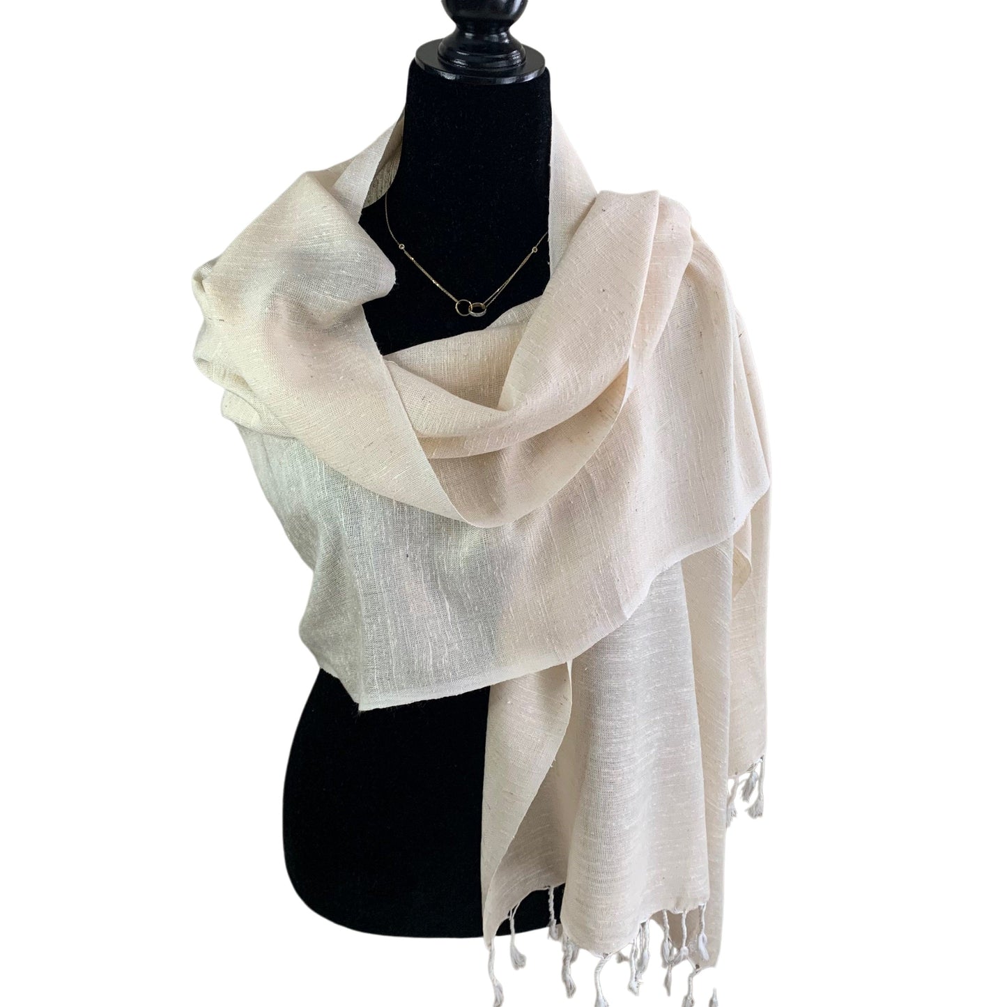 Handwoven Bamboo Viscose Bouclé Scarf - Off-white