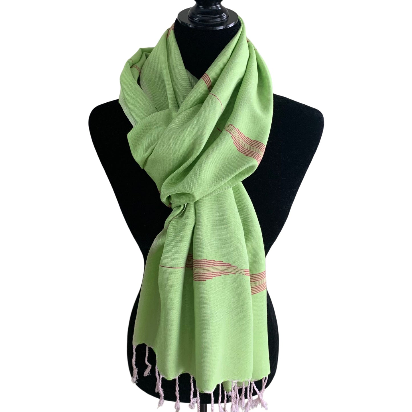 Handwoven Bamboo Viscose Scarf - Lime & Fuchsia