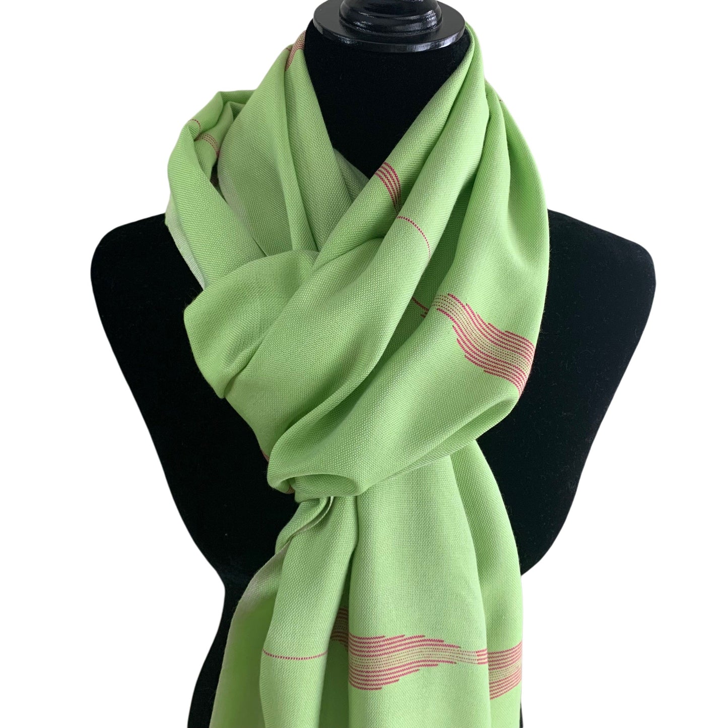 Handwoven Bamboo Viscose Scarf - Lime & Fuchsia