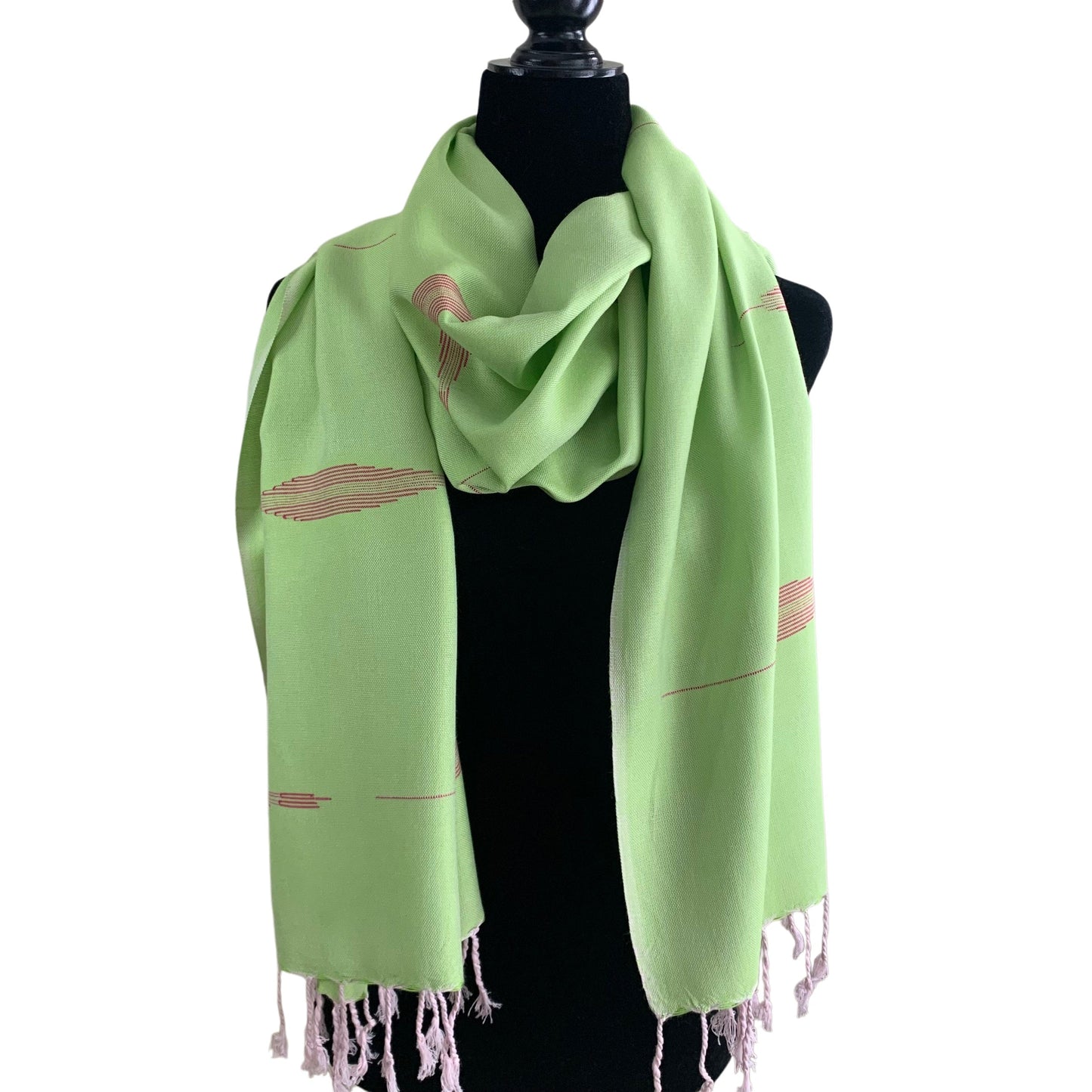 Handwoven Bamboo Viscose Scarf - Lime & Fuchsia