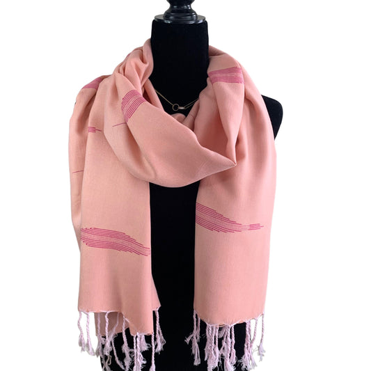 Handwoven Bamboo Viscose Scarf - Salmon & Fuchsia