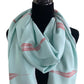 Handwoven Bamboo Viscose Scarf - Feathers Sky Blue & Red