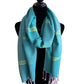 Handwoven Bamboo Viscose Scarf - Feathers Turquoise & Yellow