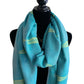 Handwoven Bamboo Viscose Scarf - Feathers Turquoise & Yellow