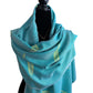 Handwoven Bamboo Viscose Scarf - Feathers Turquoise & Yellow