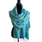 Handwoven Bamboo Viscose Scarf - Feathers Turquoise & Yellow