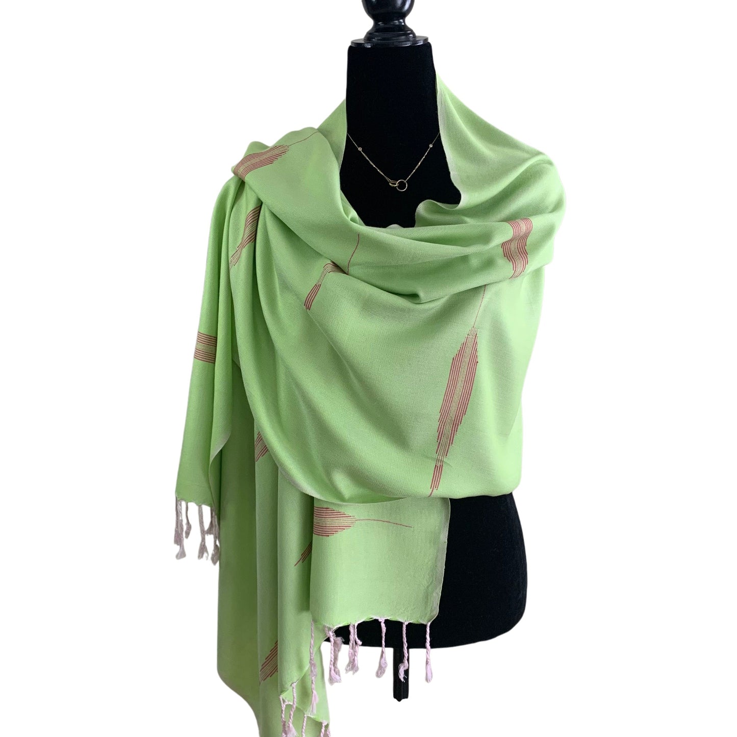 Handwoven Bamboo Viscose Scarf - Lime & Fuchsia