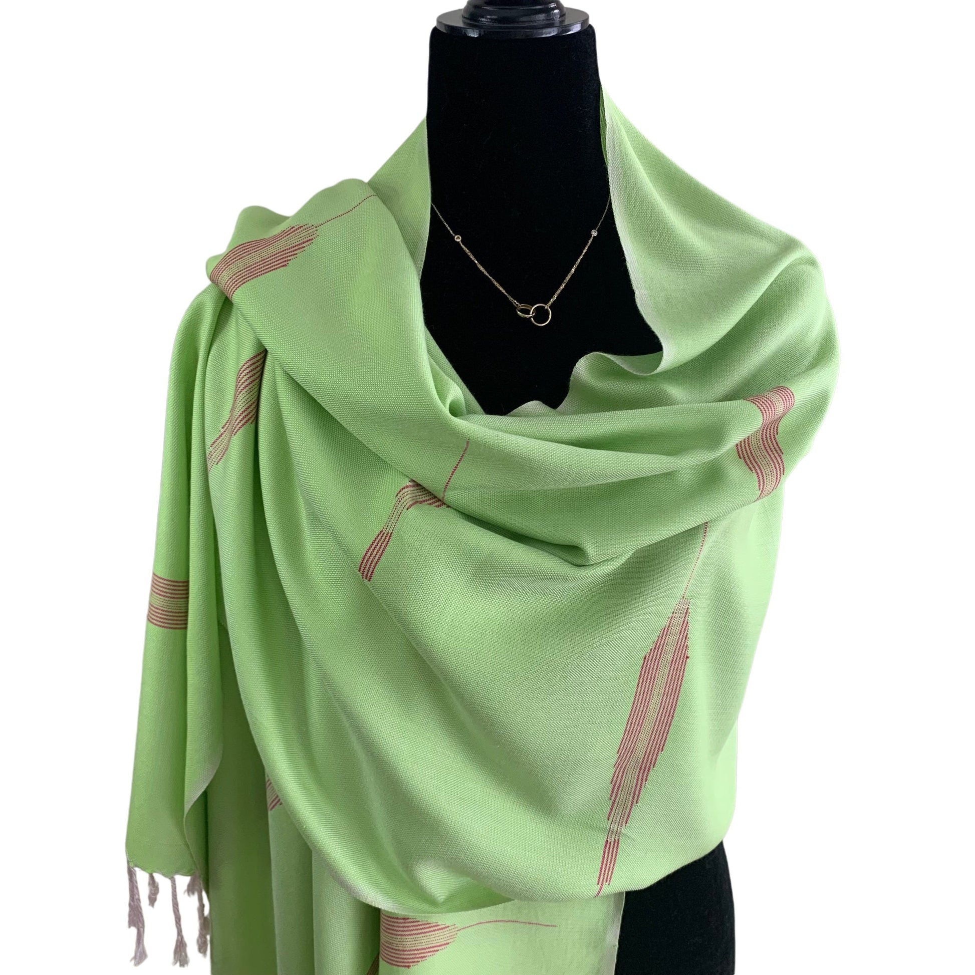 Handwoven Bamboo Viscose Scarf - Lime & Fuchsia