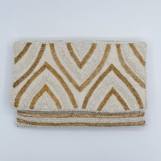 Gold Arches Hand-beaded Flap Clutch