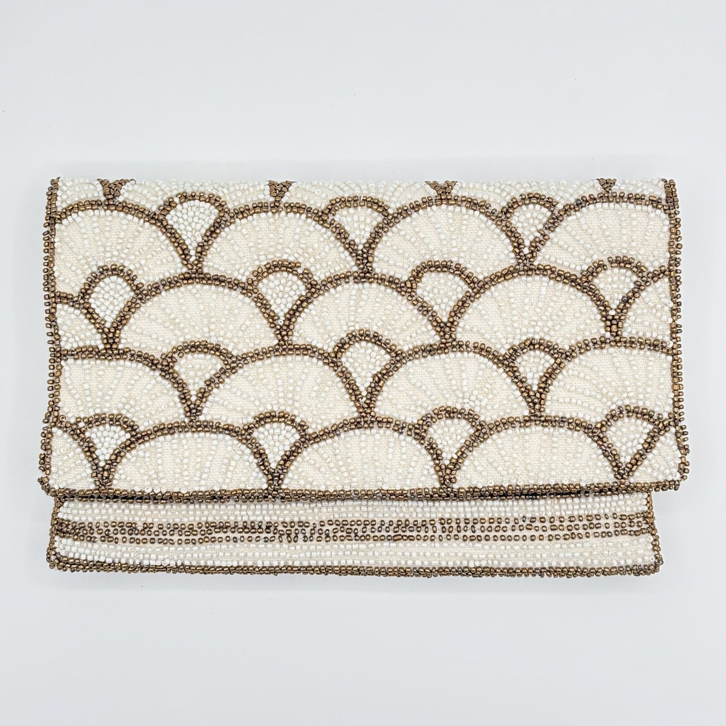 Gold Papyrus Hand-beaded Flap Clutch