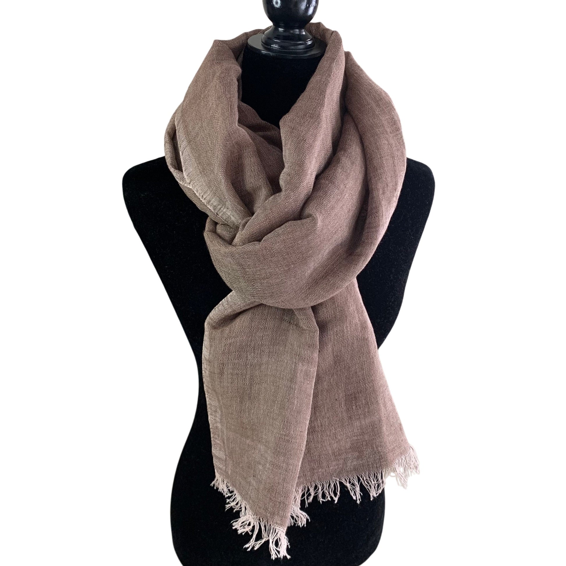 Handwoven Linen Scarf - Brown