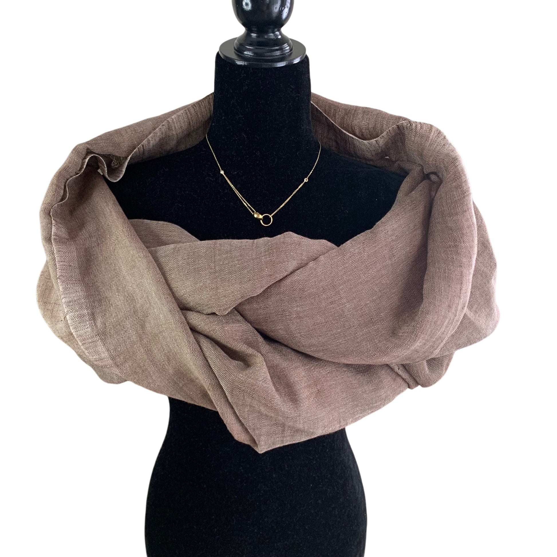 Handwoven Linen Scarf - Brown