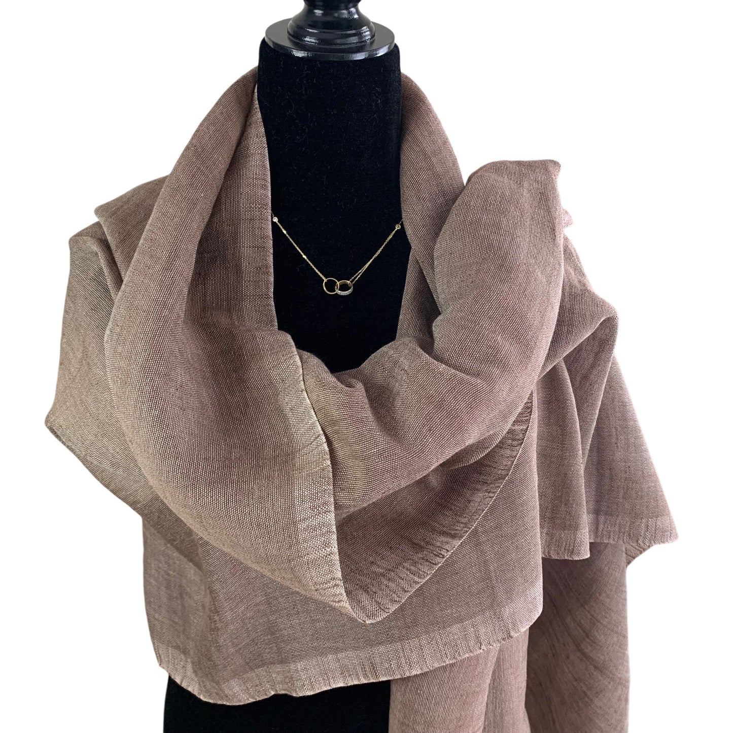 Handwoven Linen Scarf - Brown