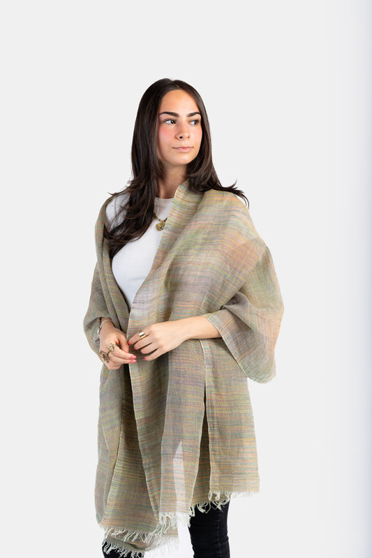 Linen Handwoven Scarf - Variegated Pastel