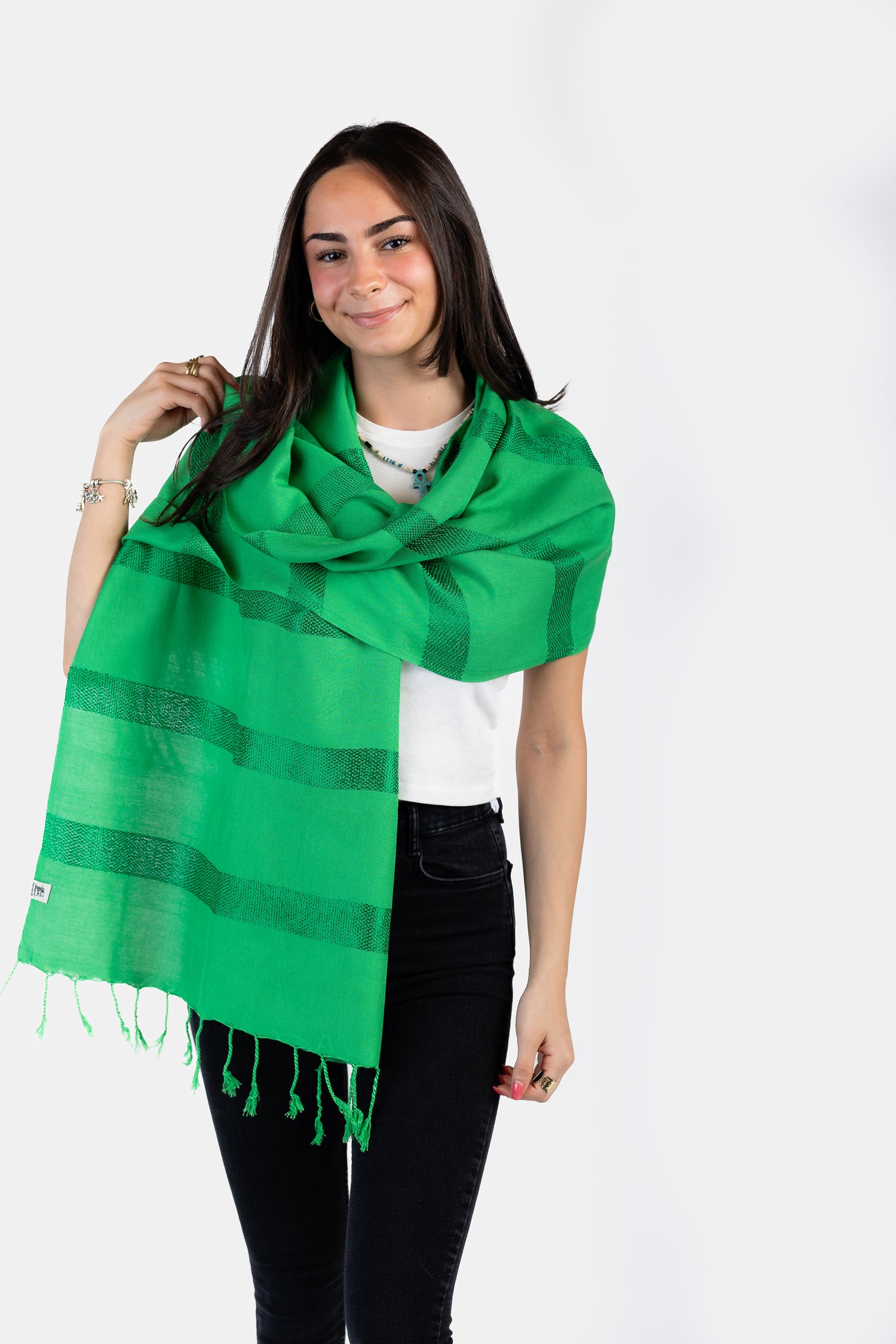 Helyat Handwoven Bamboo Viscose Scarf - Grass Green